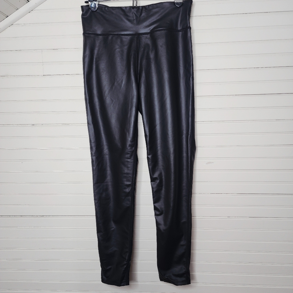 WALKPOP Faux‎ Leather High Rise Black Leggings M